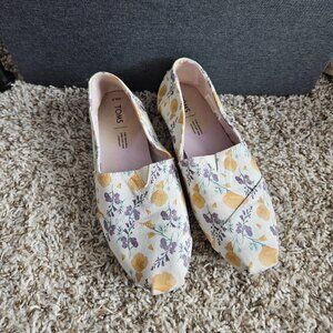 TOMS Canvas Slip On Shoe Purple and Yellow Floral size 8.5